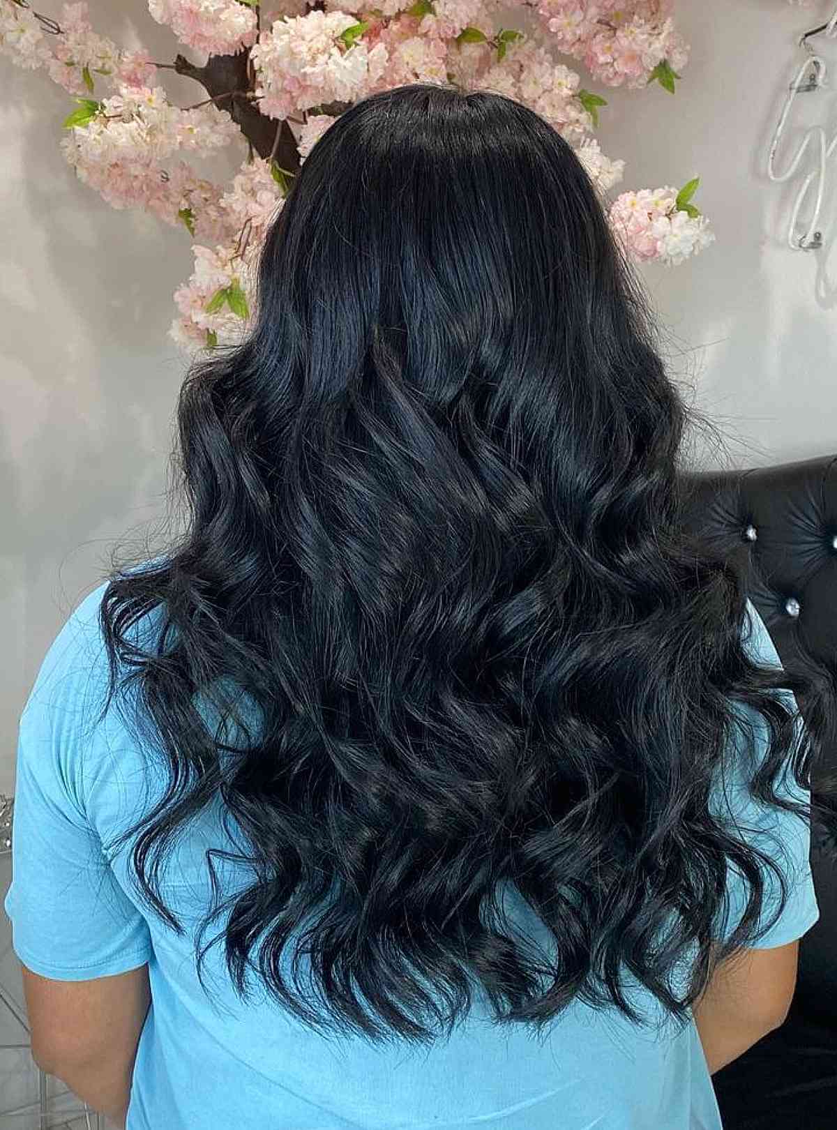 Elegant Textured Curls on Dark Tresses