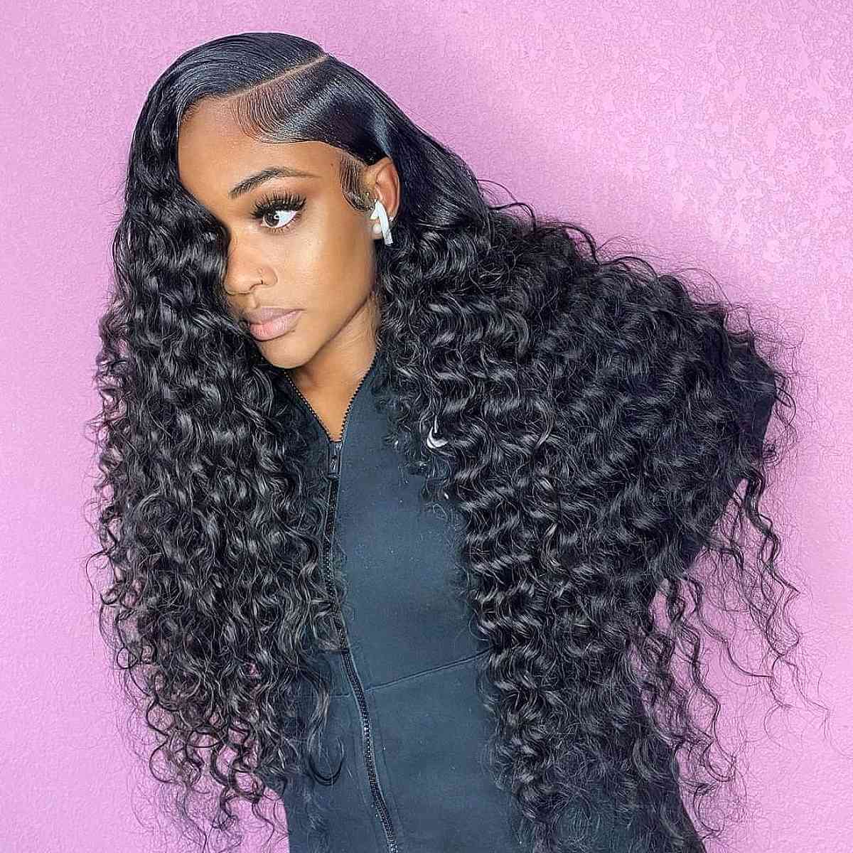Elegantly Styled Long Waves for African-American Women