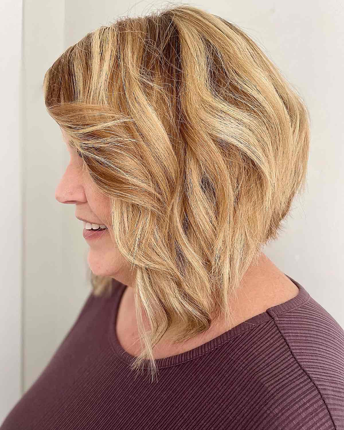 short angled bob with side swept bangs