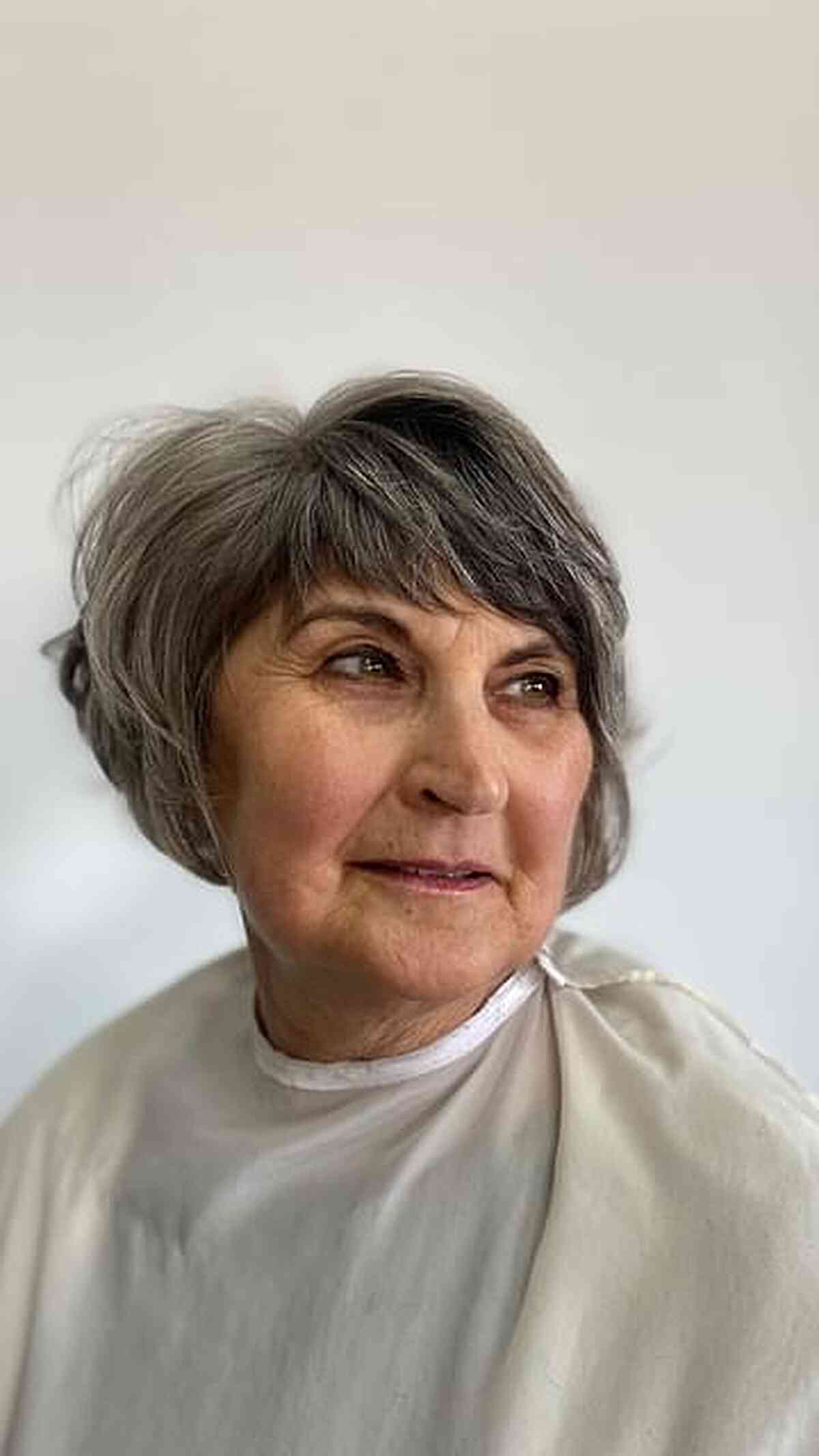 Stylish Short Natural Grey Salt and Pepper Hair for 60-Year-Olds