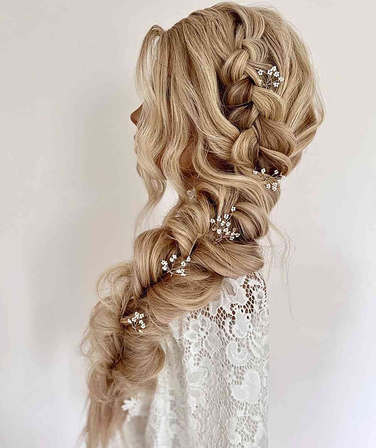 Enchanting Side Braid Inspired by Elsa for a Bridesmaid with Long Hair