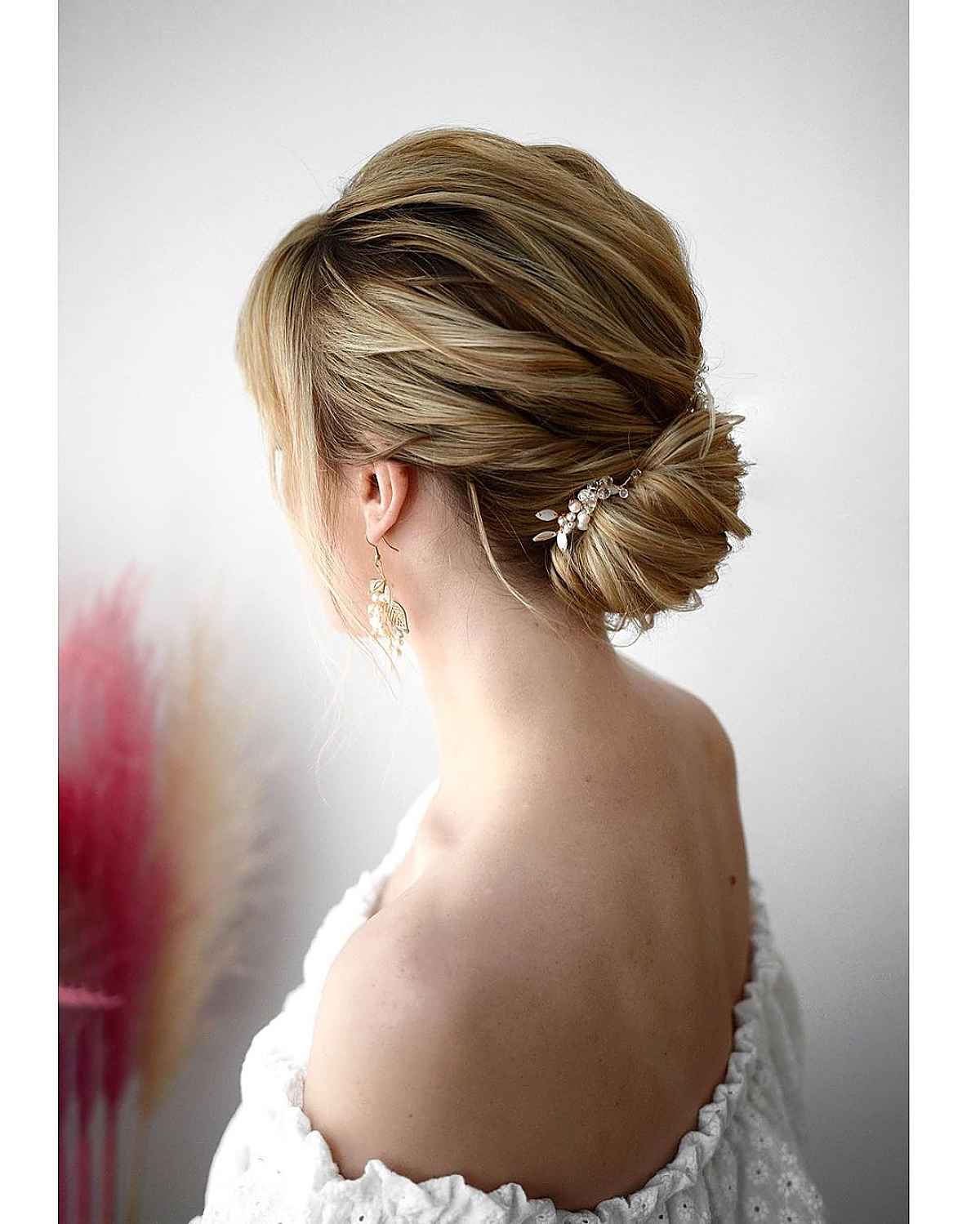 essential messy bun wedding updo