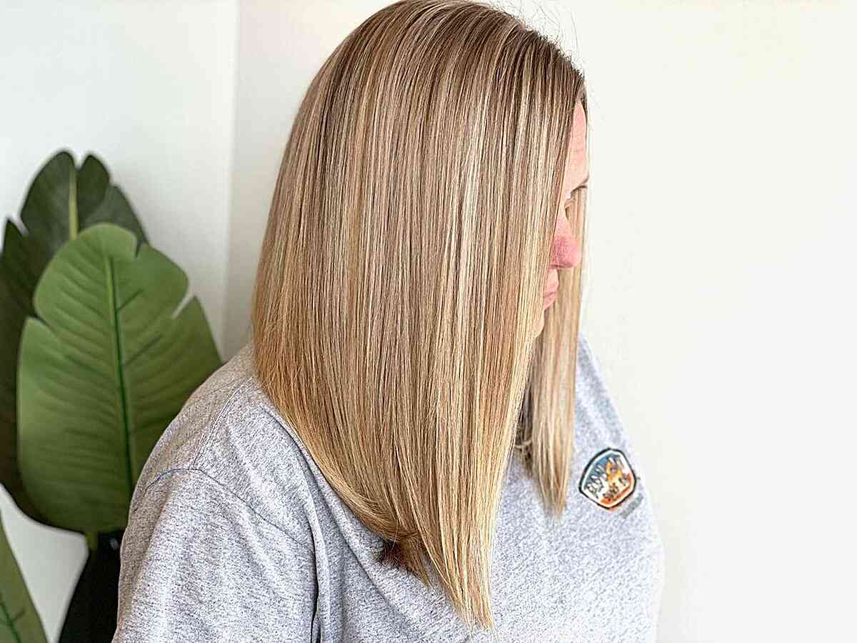 Extended Graduated Angled Bob Hairstyle