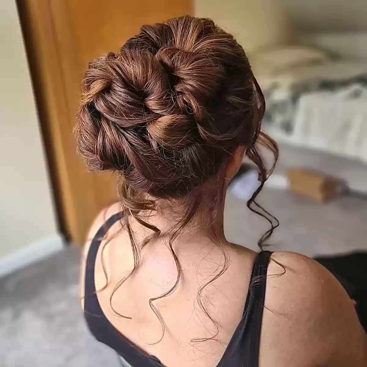 Extended Face Frame with a Voluminous Hair Bun for Prom