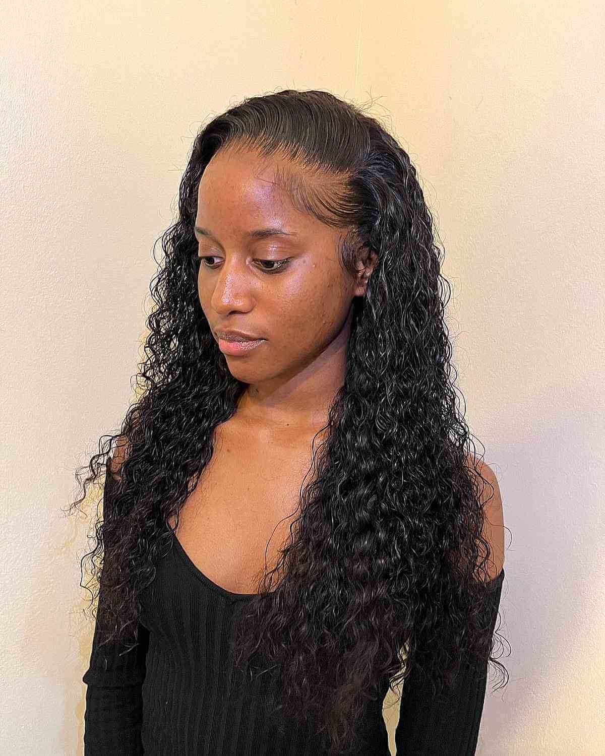 Extended-Length Dark Tight Curls