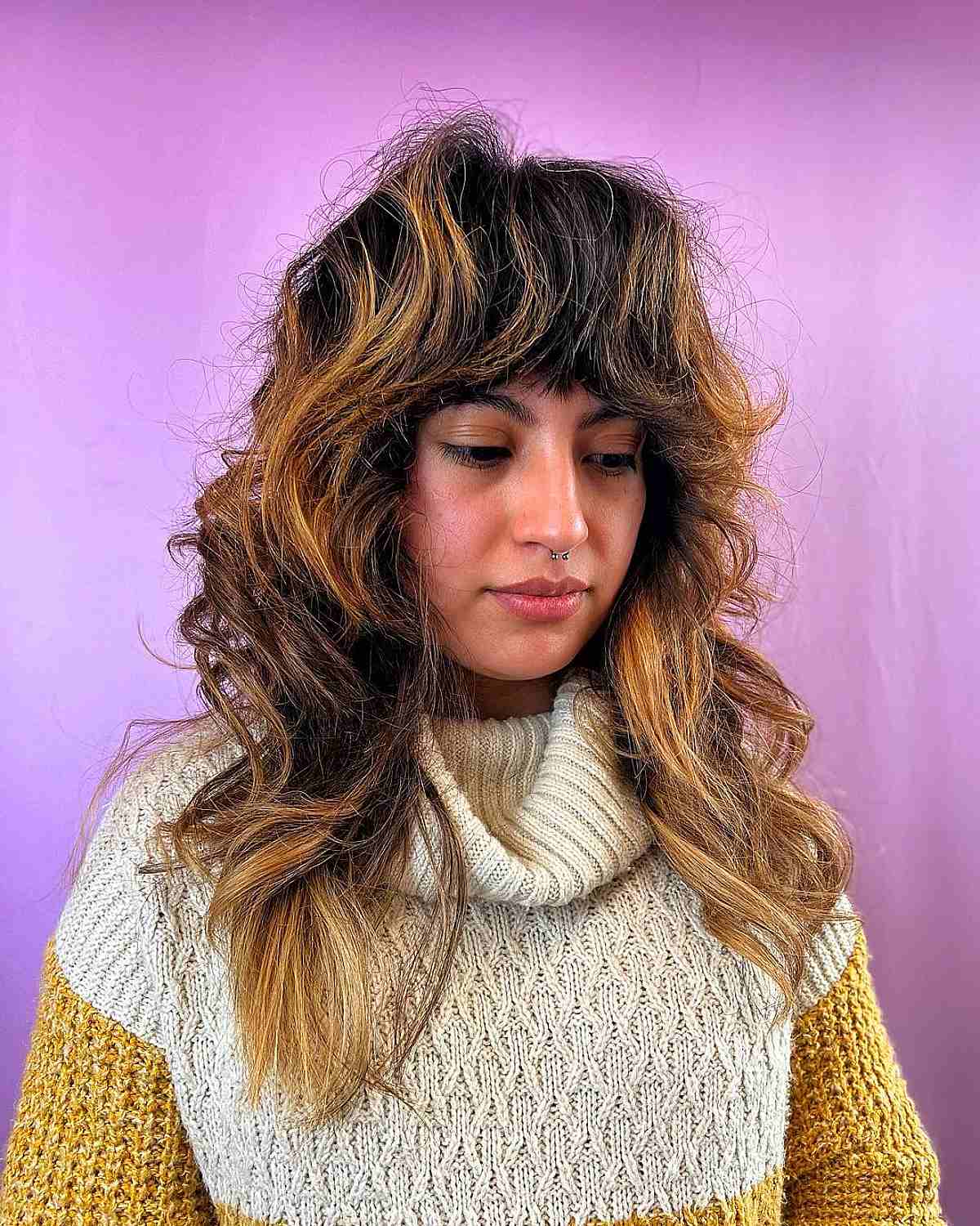 Extended Shaggy Mullet with Bold Bangs