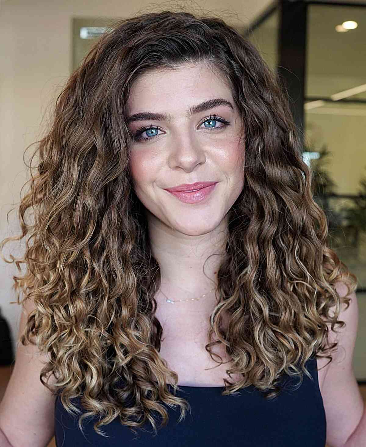 Casual Extra Long Curly Hairstyle for girls with square faces