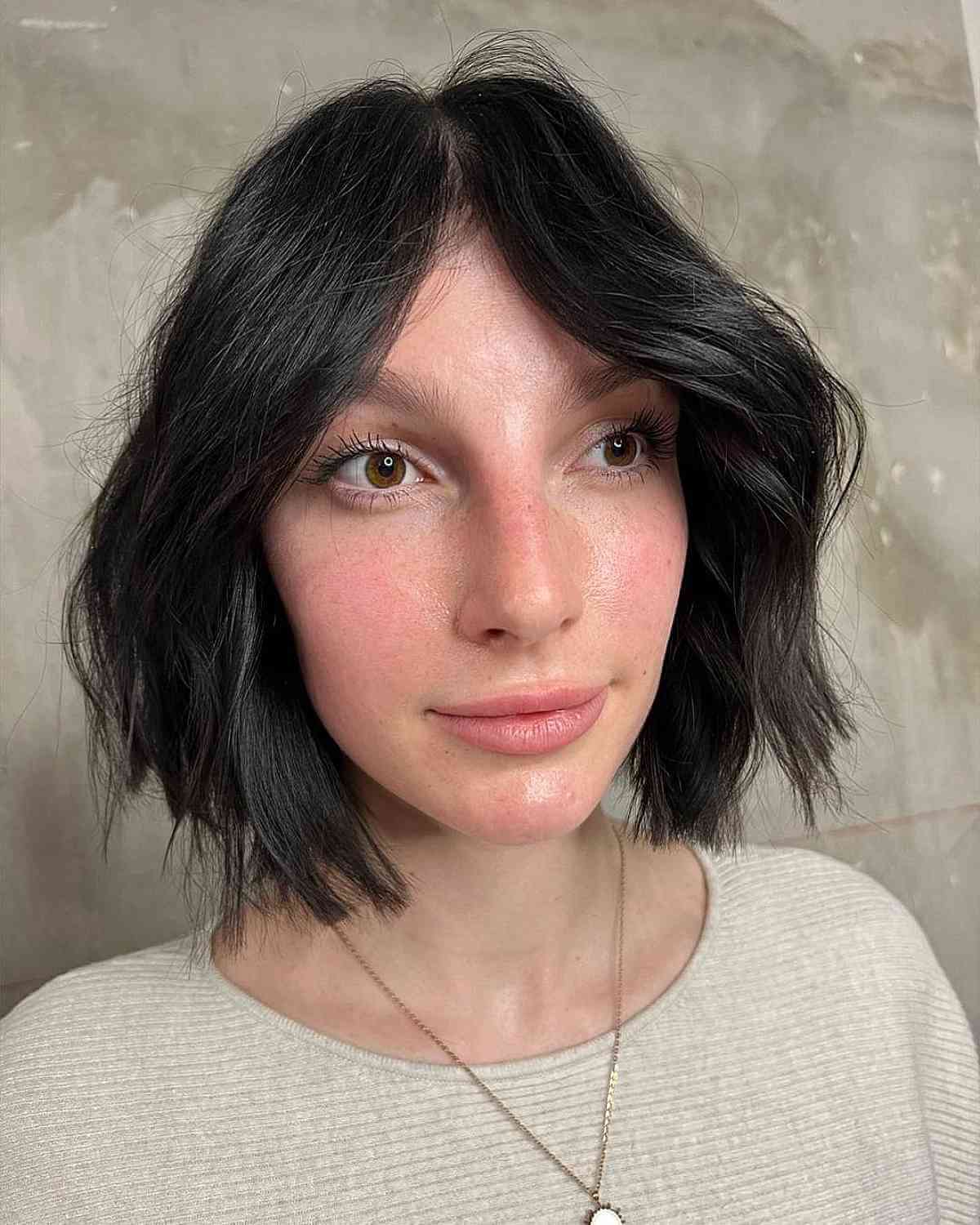 Face-Framing Soft Textured Blunt Bob at Chin-Length