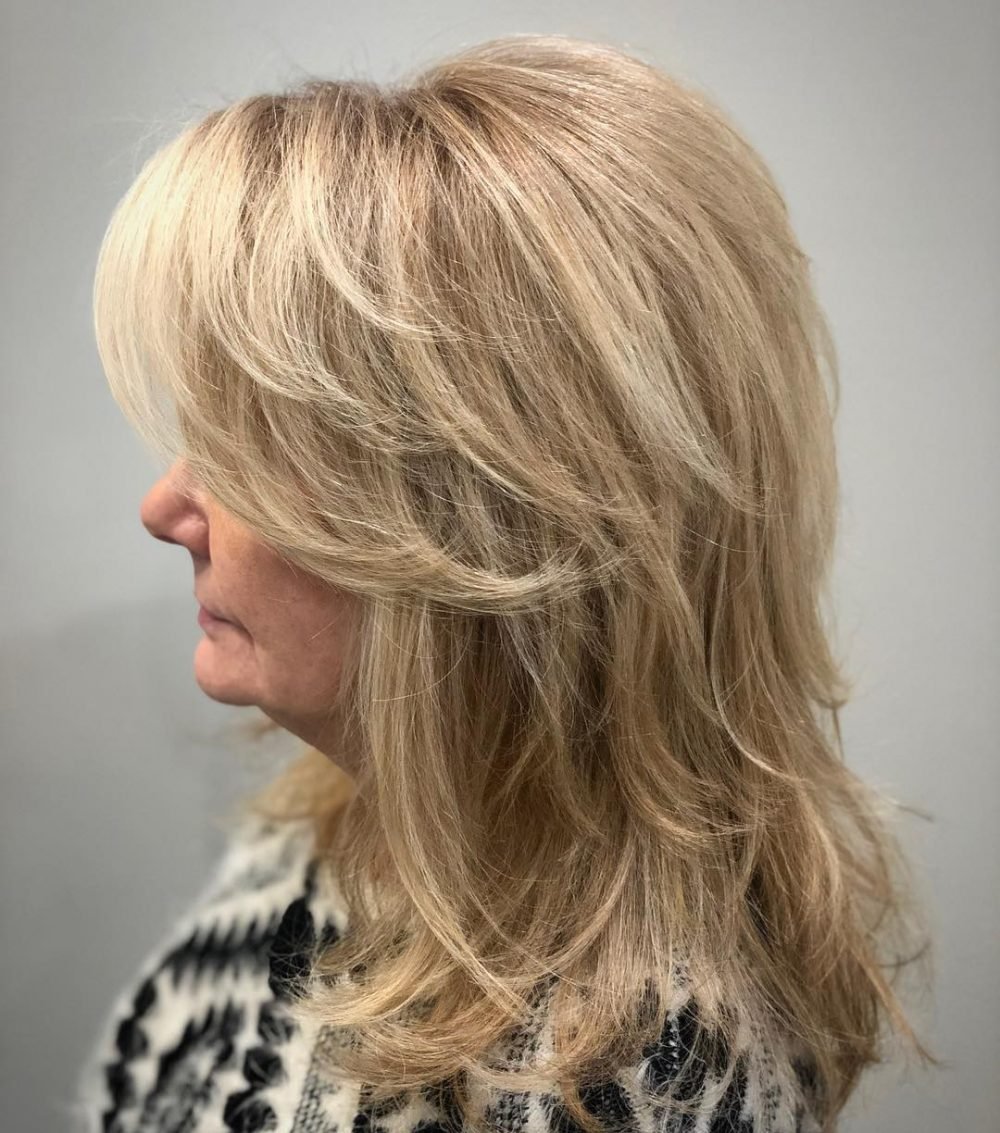 Feathered 80s Style for Blonde Straight Hair