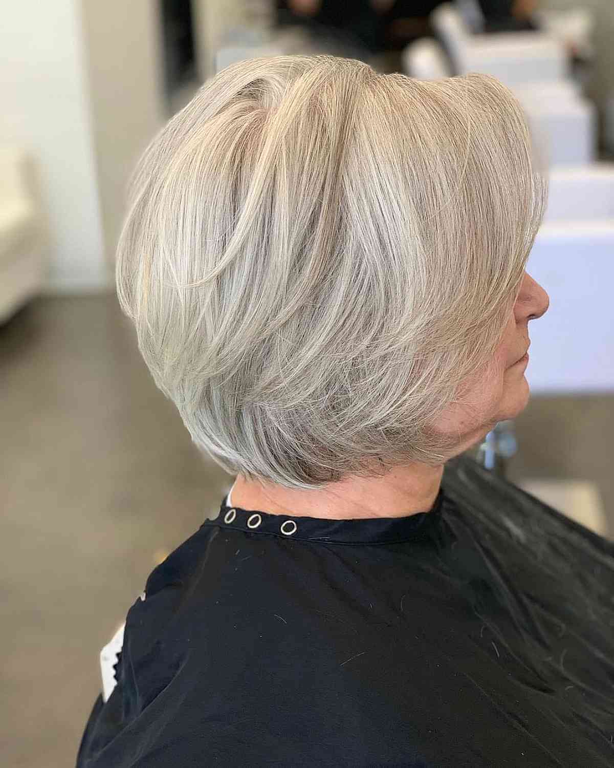 Short Feathered Layered Bob Haircut for Women Aged 60+