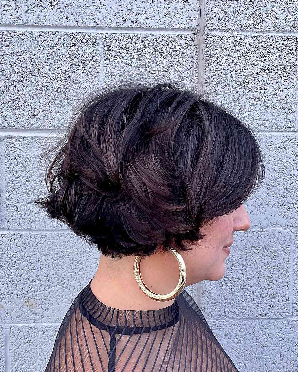 Short Feathered French Bob with Side Part for Thick Hair