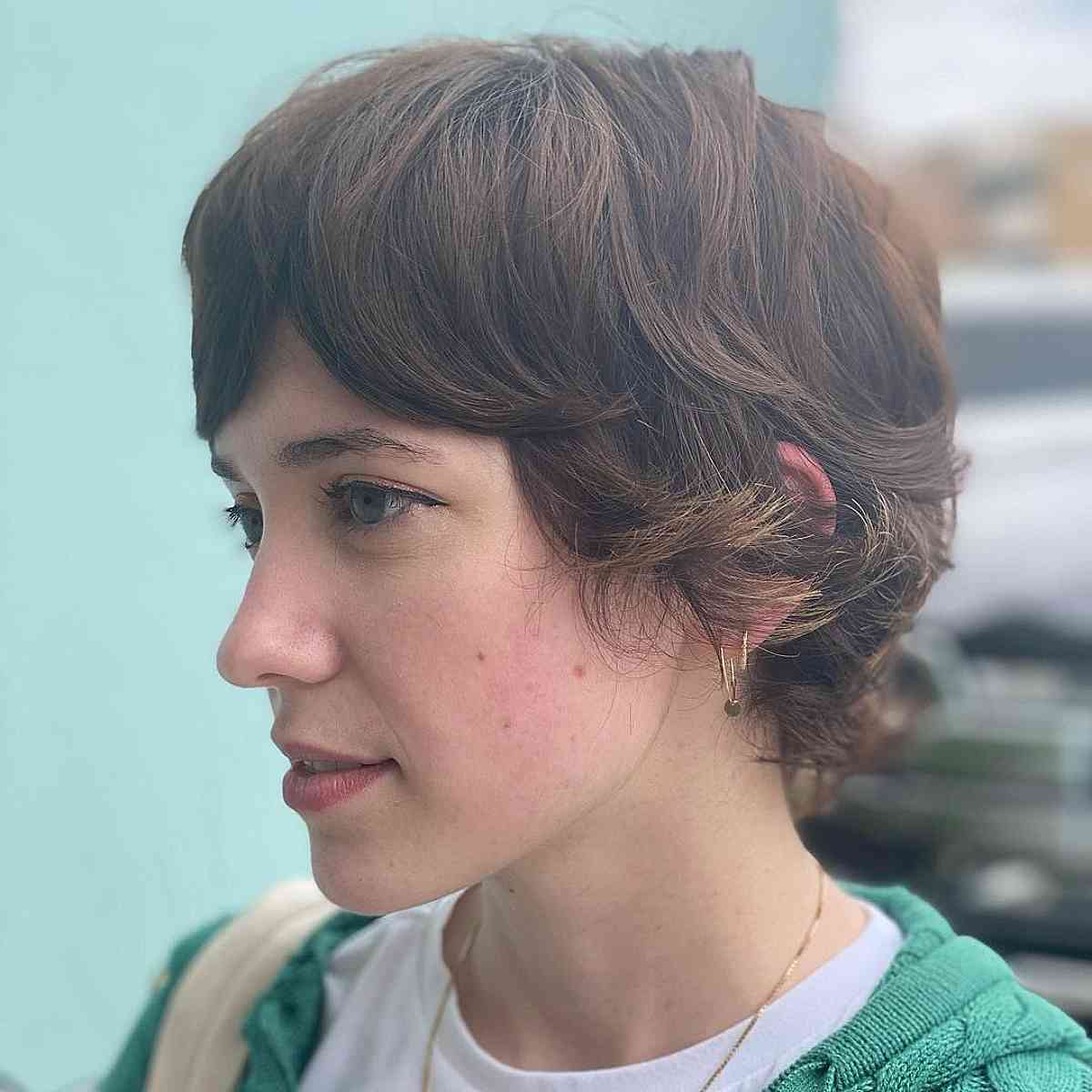 Long Feathered Pixie Shag with Curtain Bangs