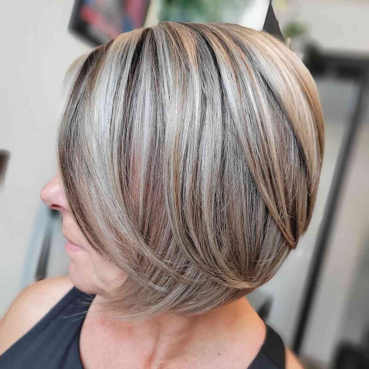 Feathery Layered Bob for Fine Straight Hair on Women in Their 50s