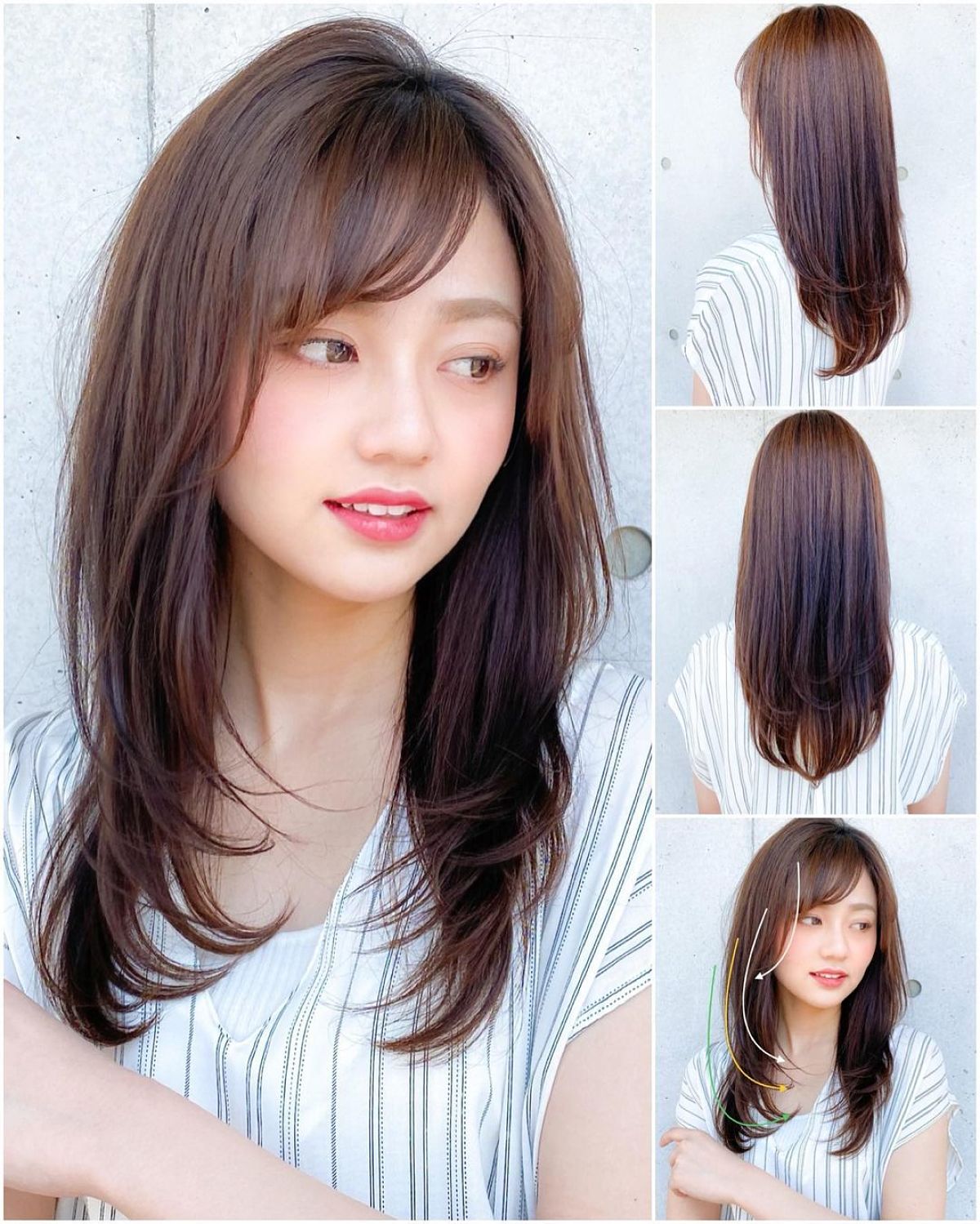 Feathery Layered Haircut with Side Swept Bangs