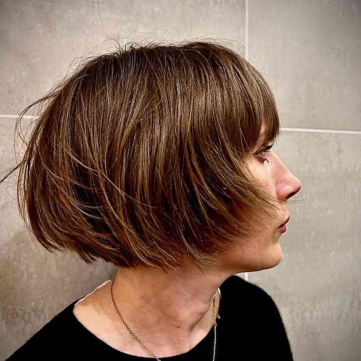 Feathery Short Bob Hairstyle for Straight Hair