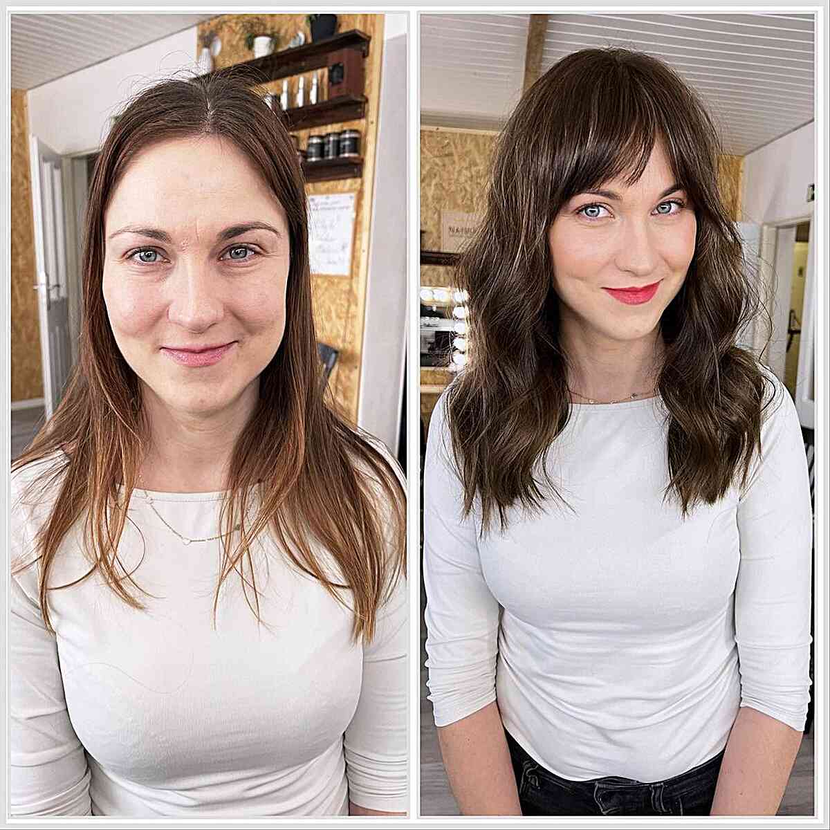 Feathery Side Bangs for Medium-Length Thin Hair for women with brunette hair