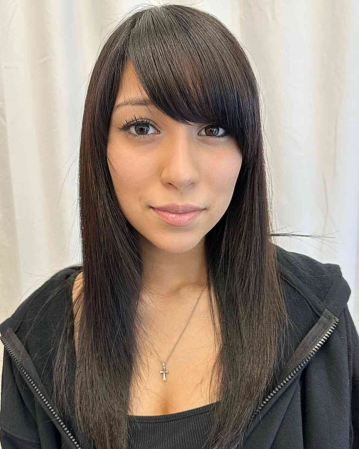 Flexible Angled Side Bangs for Mid-Length Hair