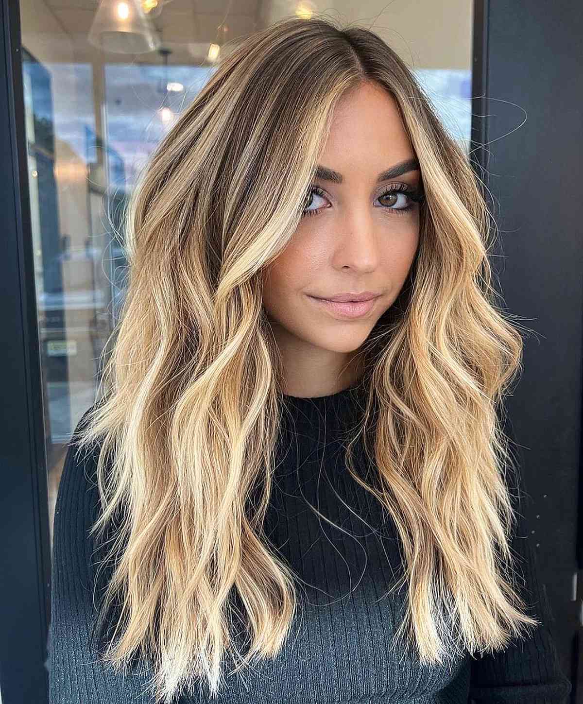 Flowing Long Hair with Golden Blonde Balayage