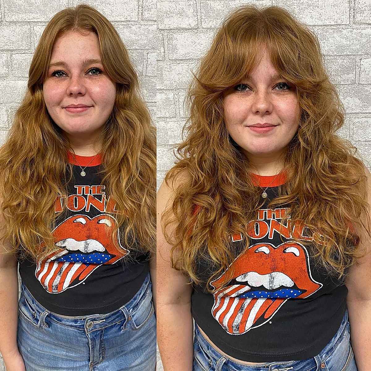 Flowy Curtain Bangs and Messy Curls