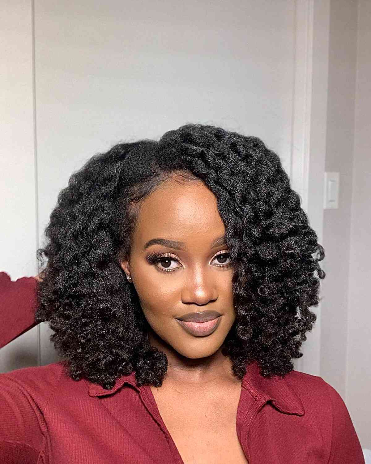 Shoulder length hairstyle for 4c textured hair