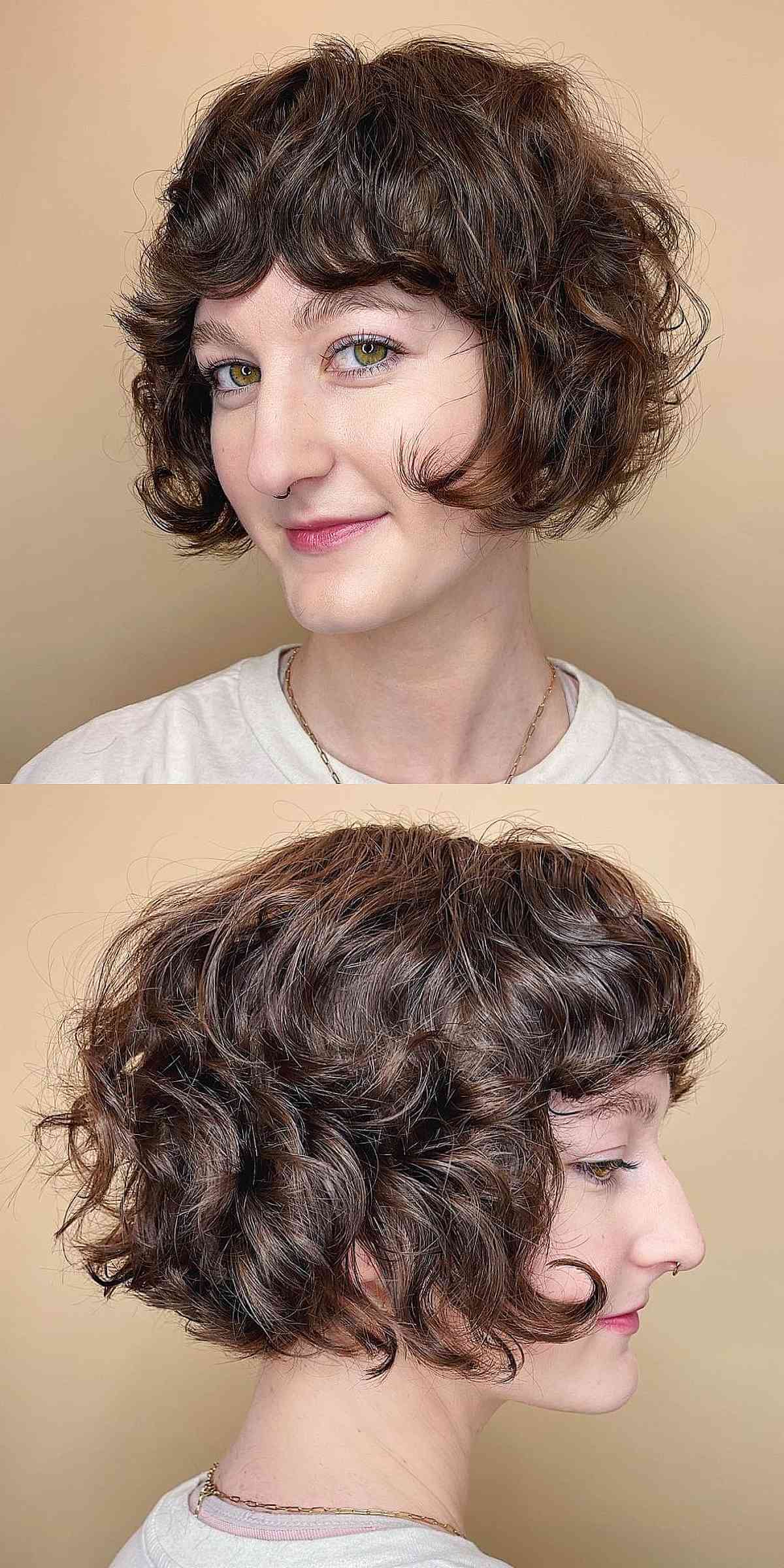 Jaw-Length French Curly Bob with Fringe