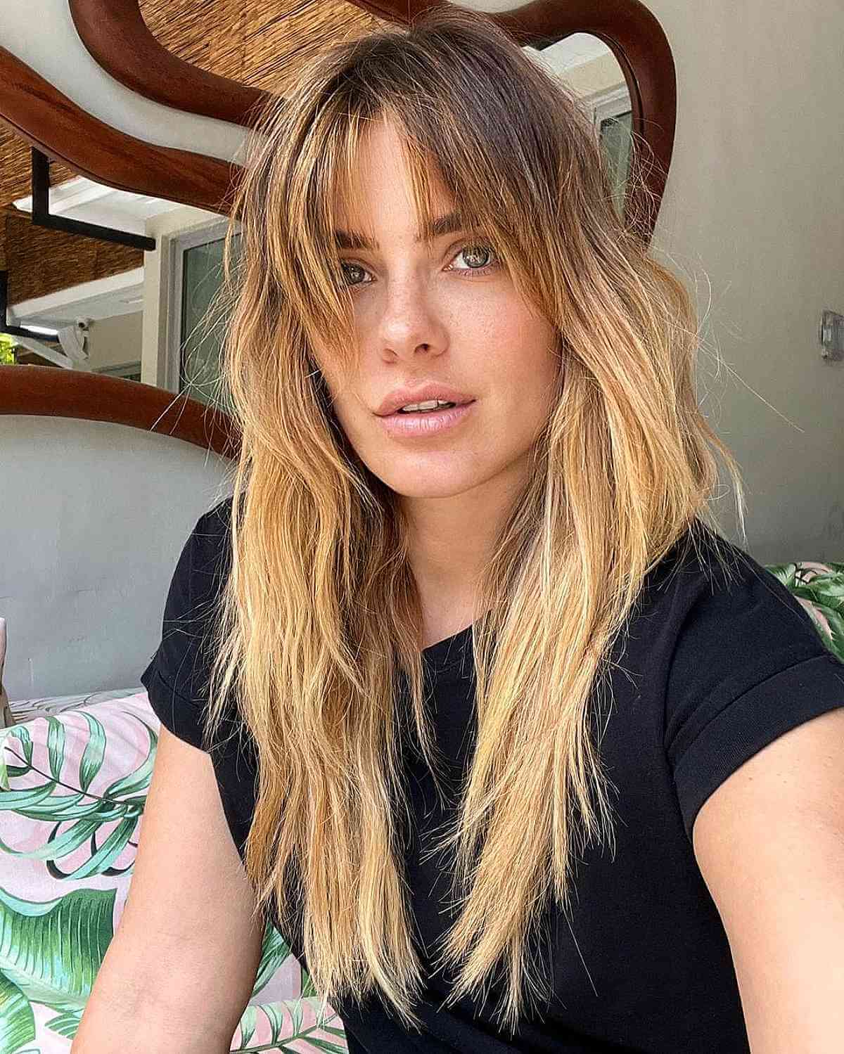 Fringe that Frames the Face on Long Textured Hair