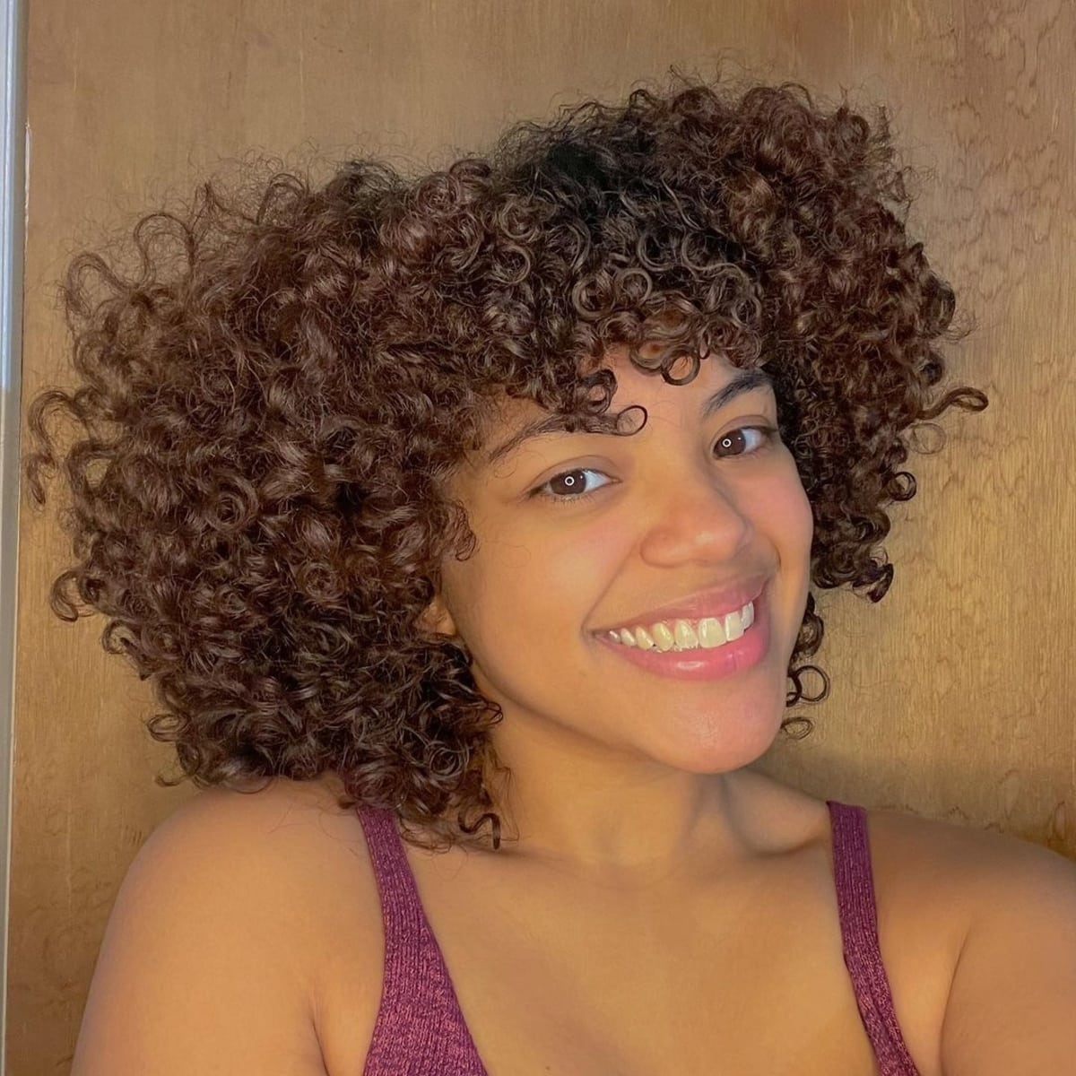 Curly bangs on shorter natural hair