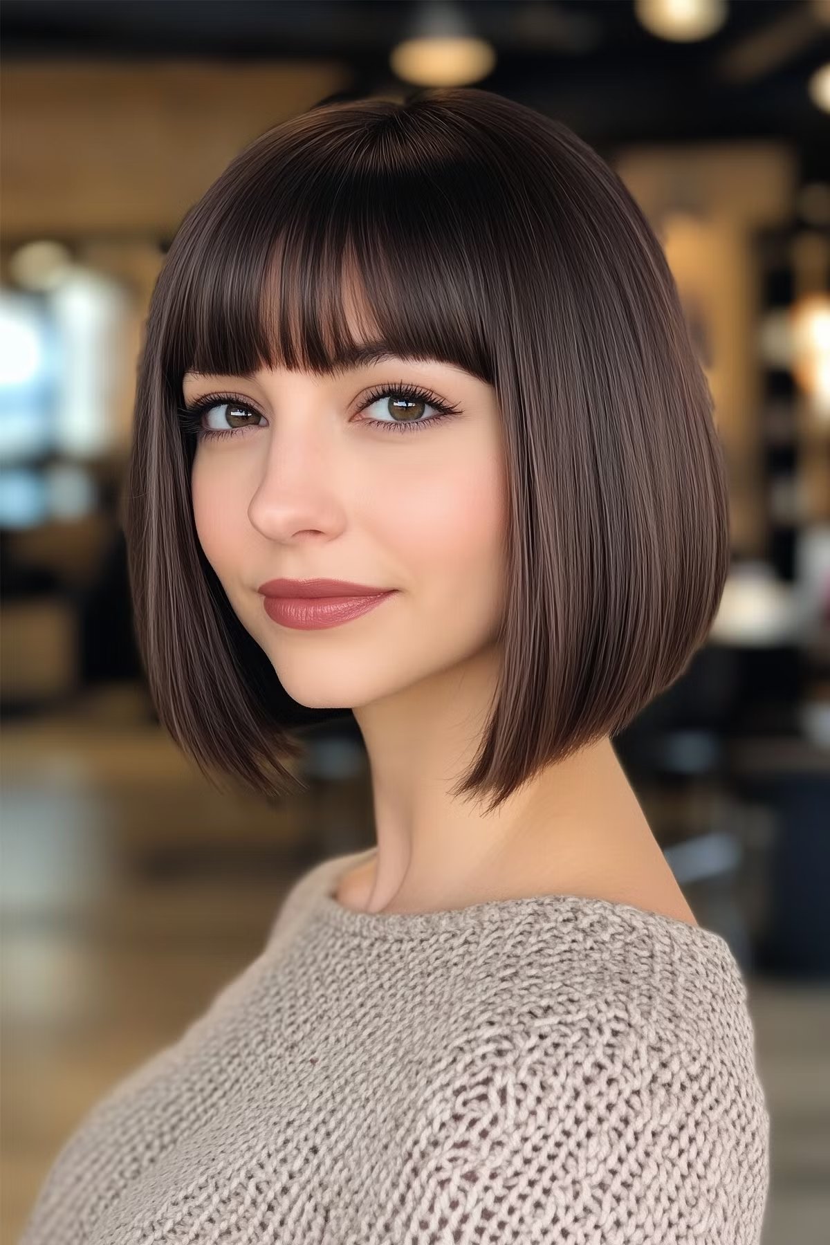 A full volume short bob with fringes