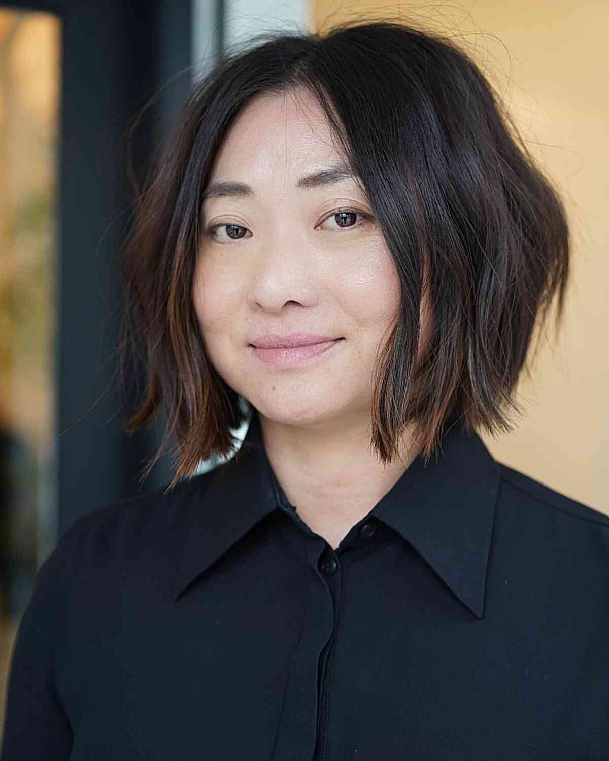 Gentle Chin-Length Bob with Textured Ends