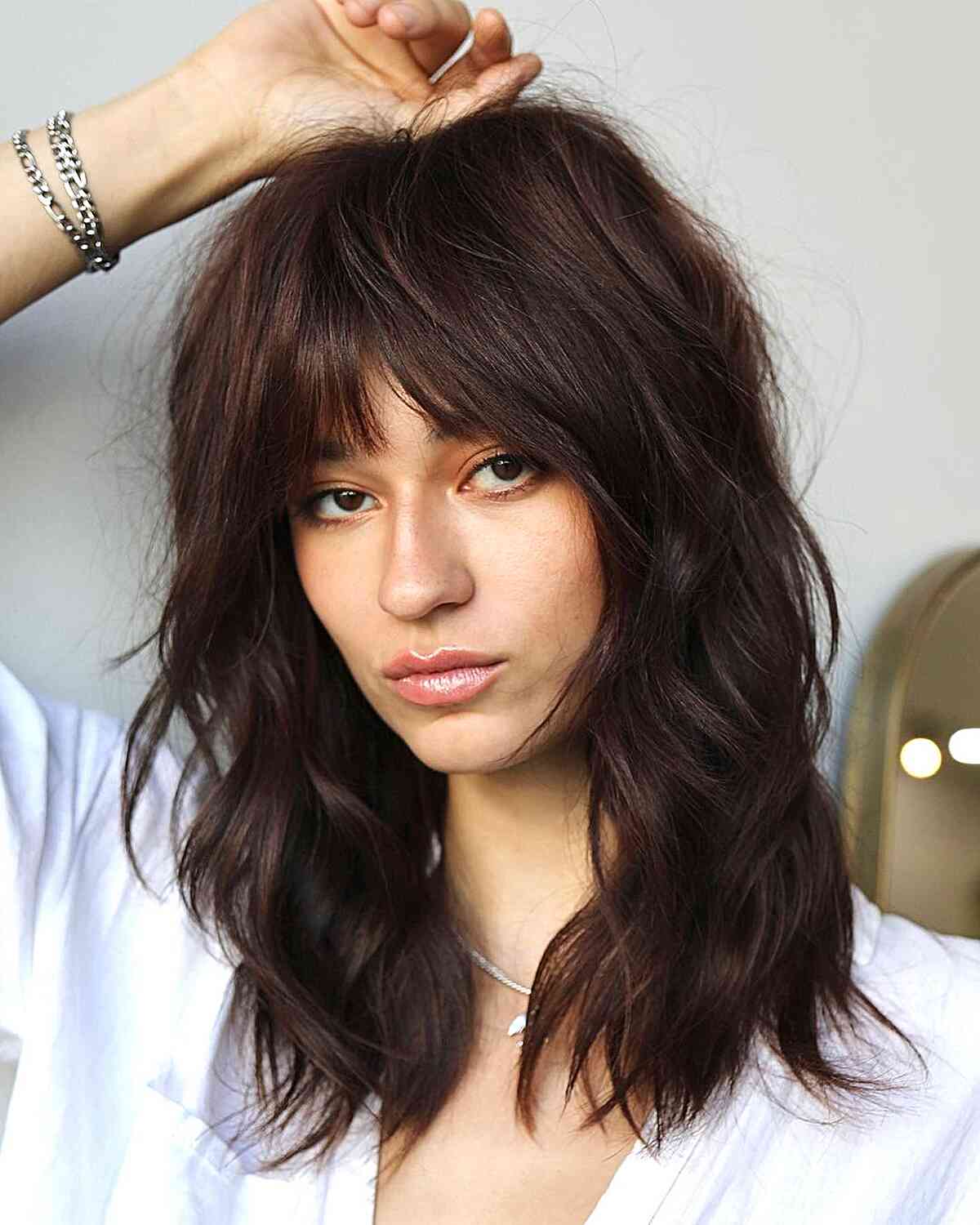 Mid-Length Gentle Shag Cut with Fringe