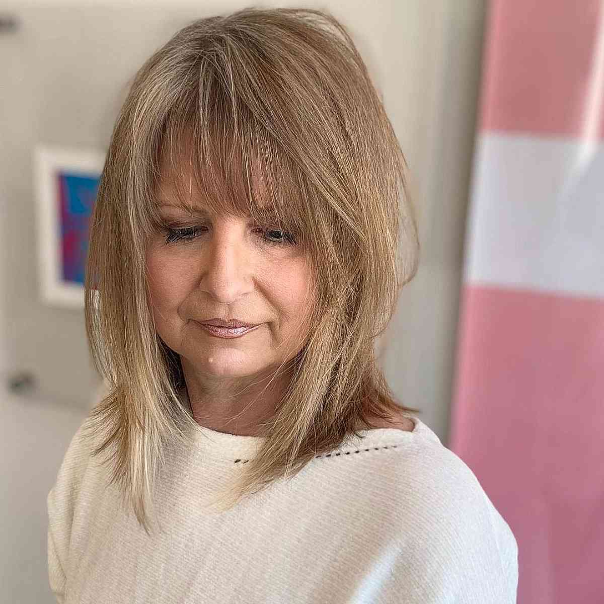 Gentle Textured Lob for Women Over 60 with Thin Hair
