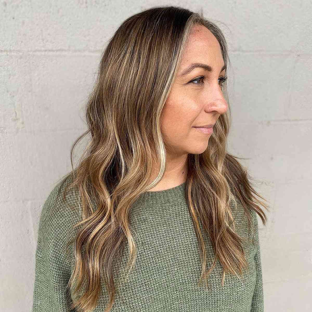 Long Gentle Waves with Textured Layers for women past forty
