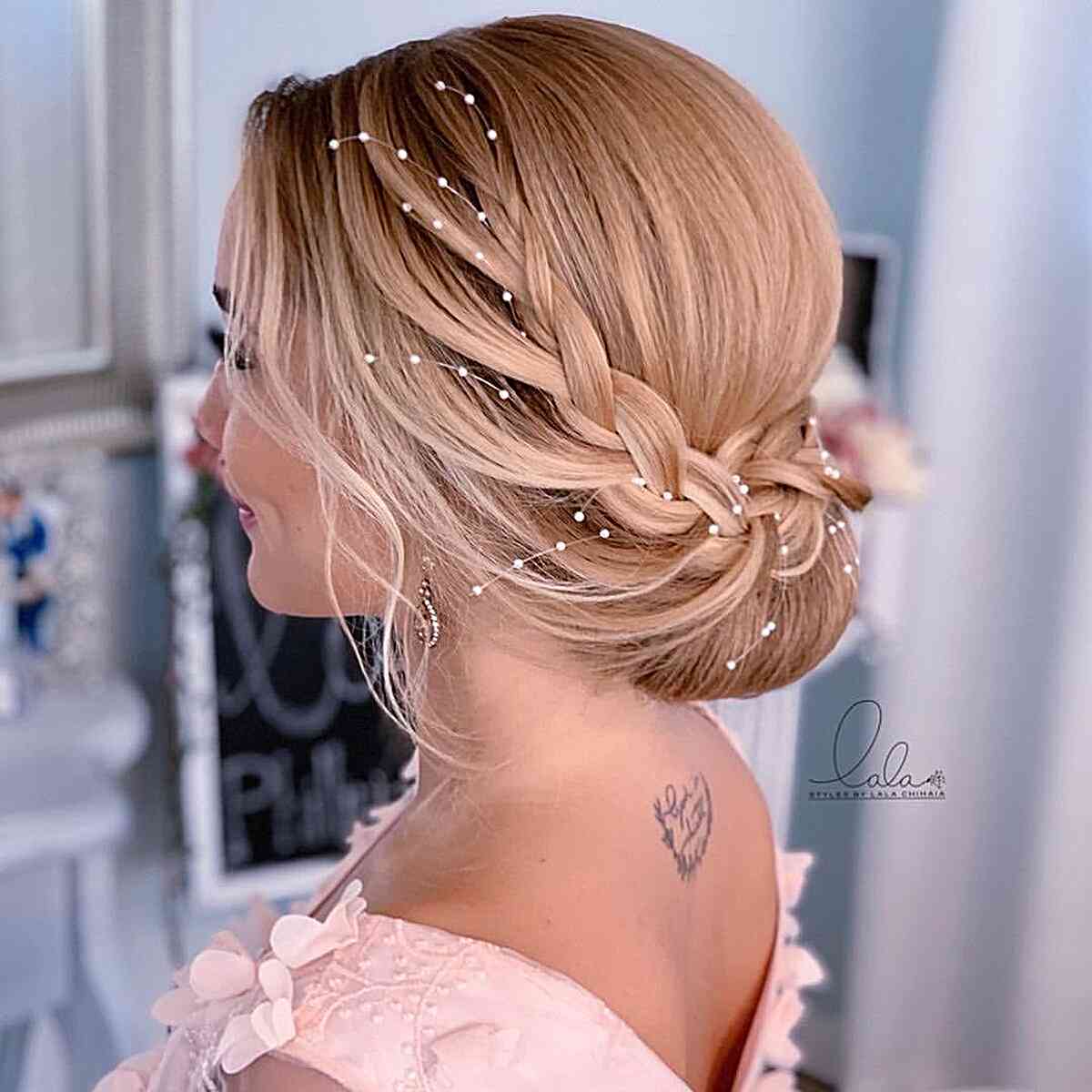 Gently Braided Updo for Bridesmaids
