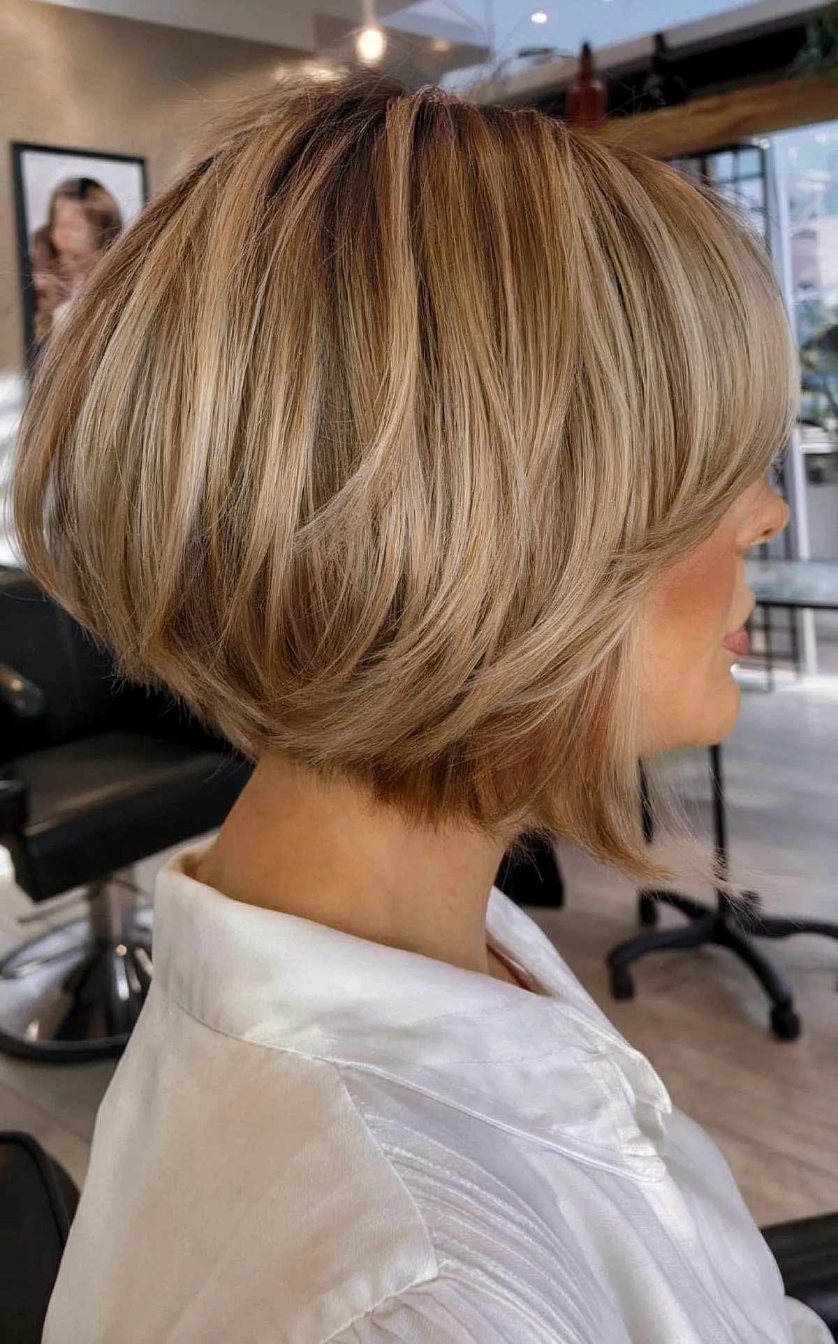 Gently Curved Angled Bob with Subtle Layers