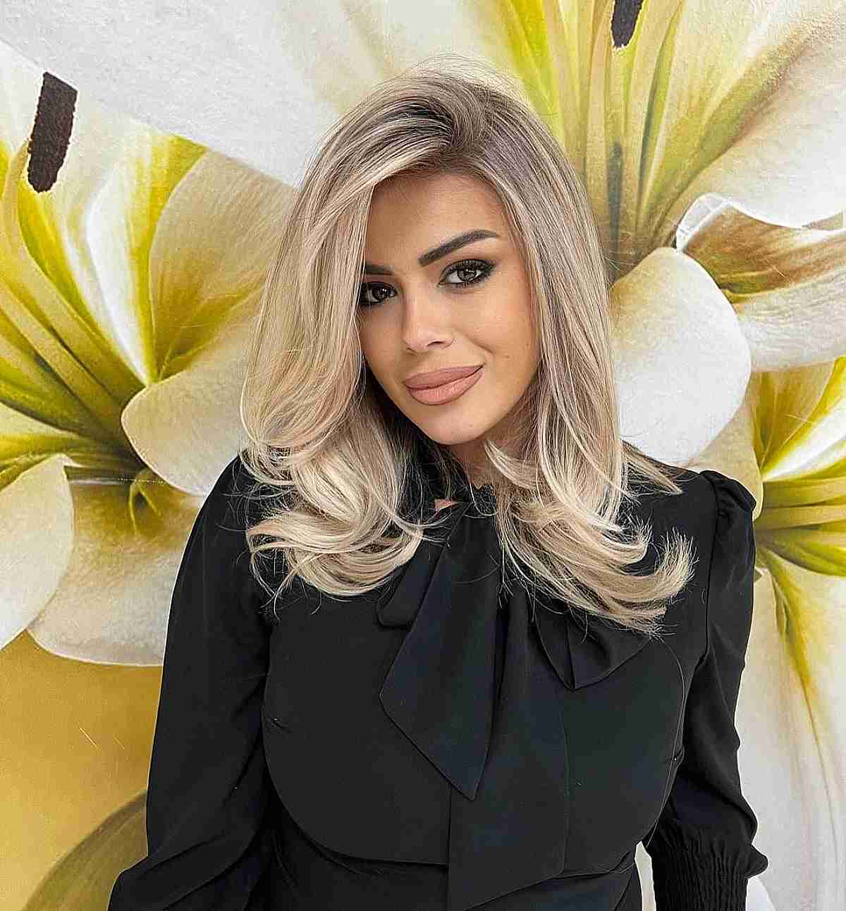 Medium Golden Balayage for Sleek Hair