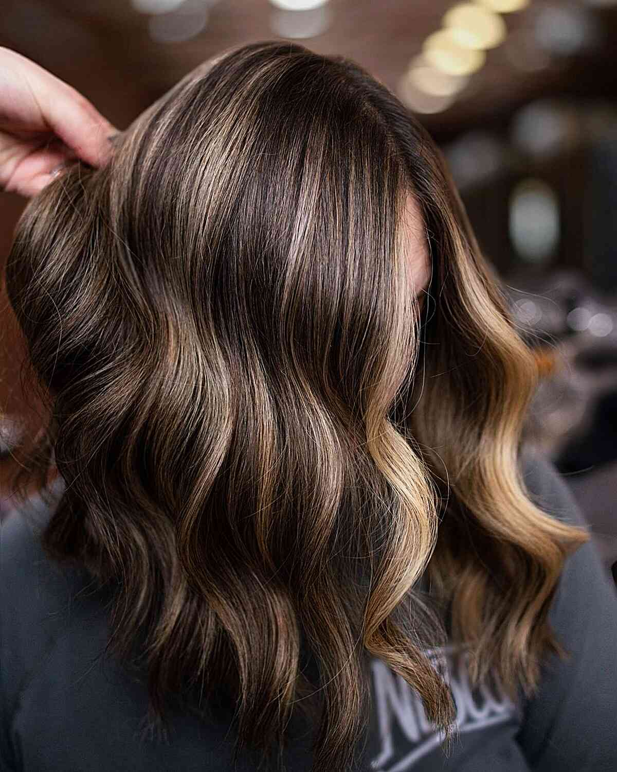Golden Vanilla Highlights on Dark Hair