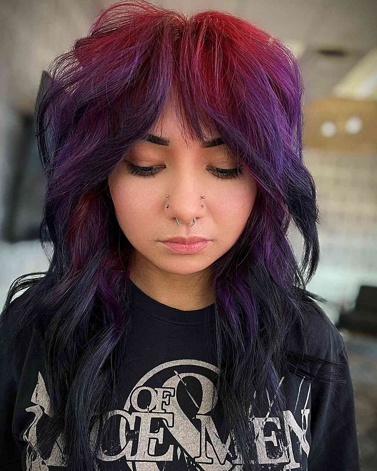 Gothic-Inspired Black, Purple, and Red Hair Color Ideas