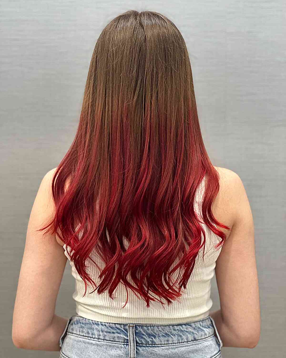 Gradient from Strawberry Blonde to Fiery Red Reverse Ombre