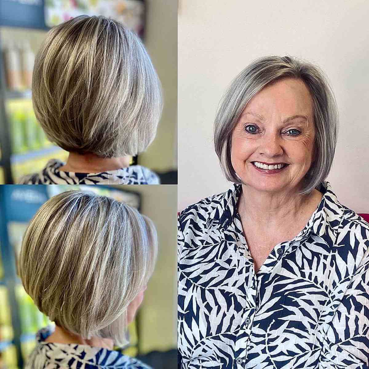 Graduated Bob Hairstyle for Fine Hair for Ladies 70 and Up