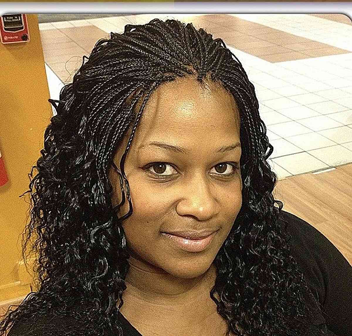 Half Micro Braids Combined with Loose Curls for Mid-Length Hair