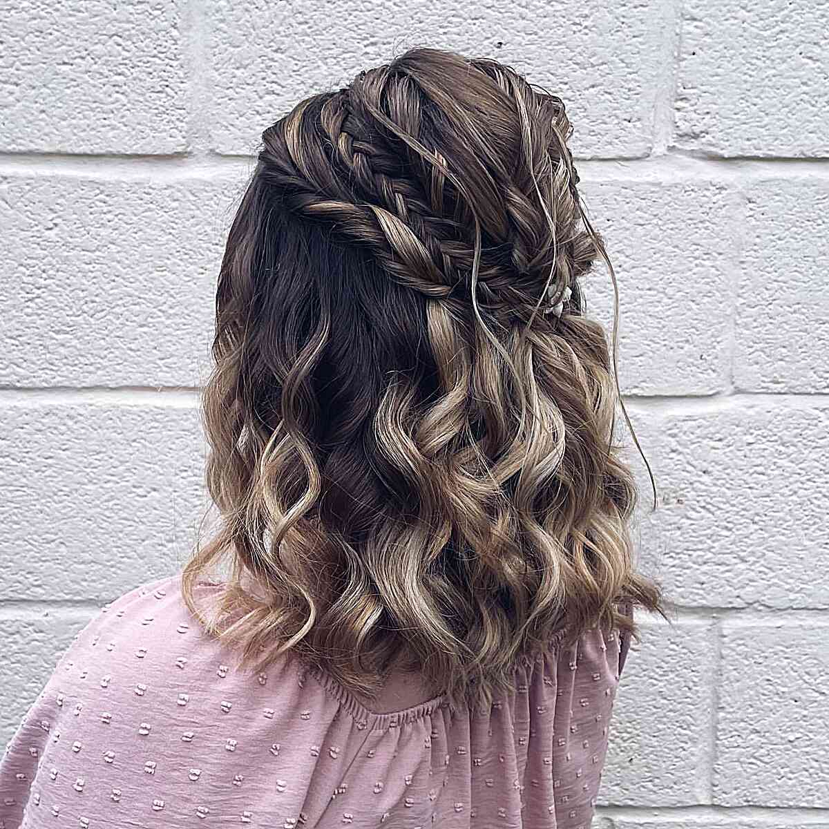 Stylish Half Up Fishtail Braid for Short Hair