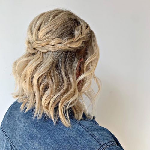elegant half up French braid for short hair