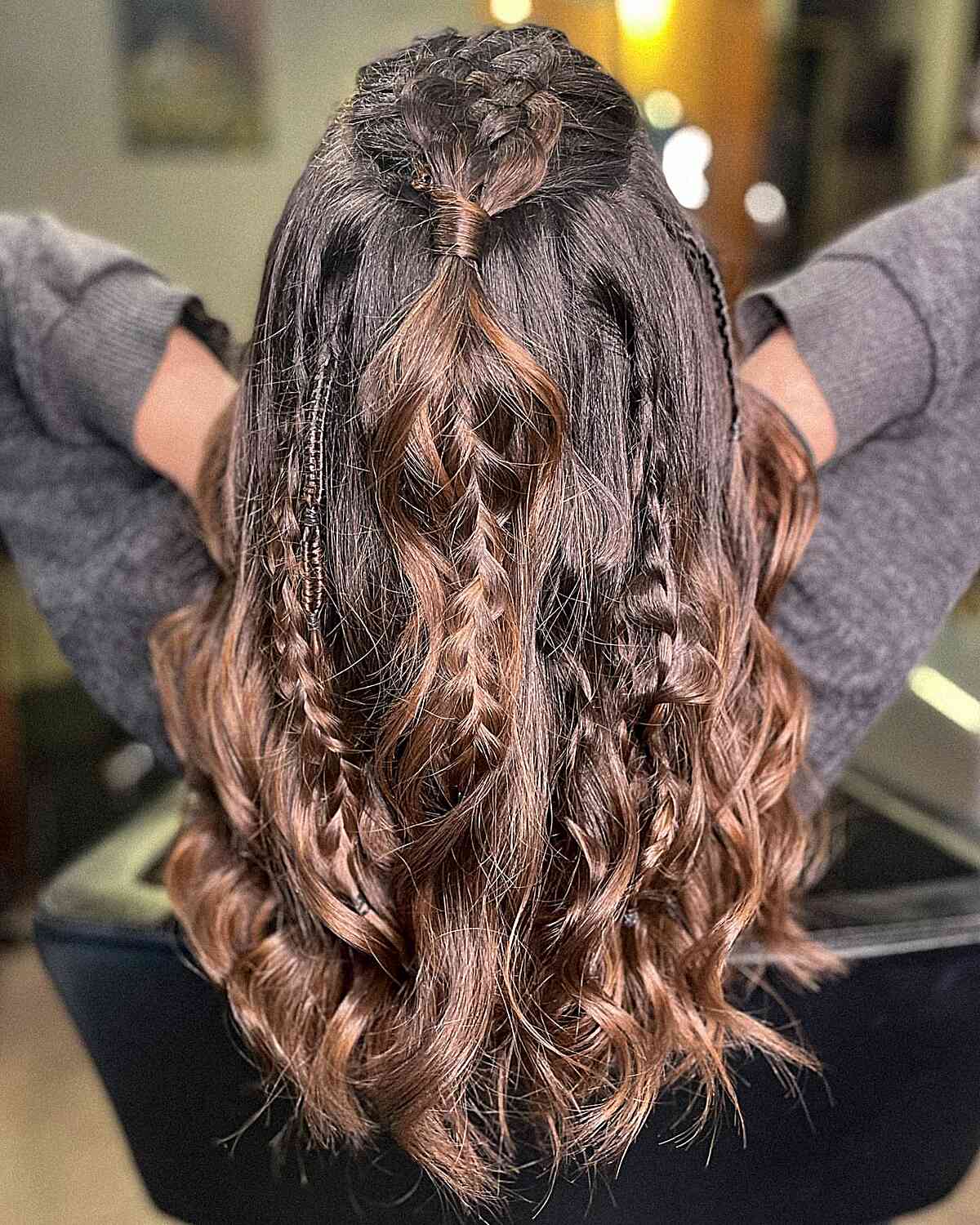 Mid-Length Half Updo with Viking-Inspired Medieval Braids