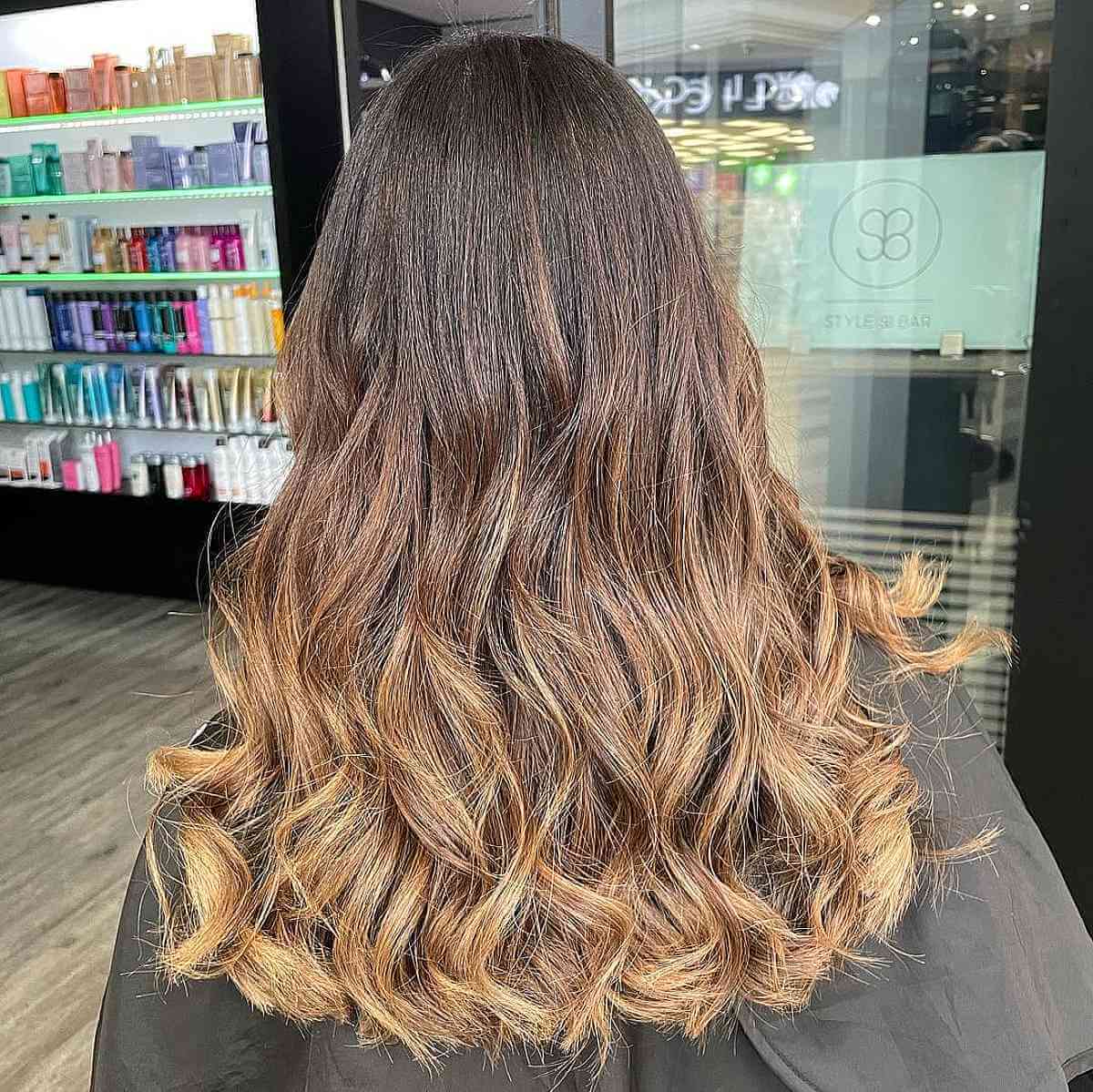 Honey Blonde Ombre Over Dark Brown Tresses