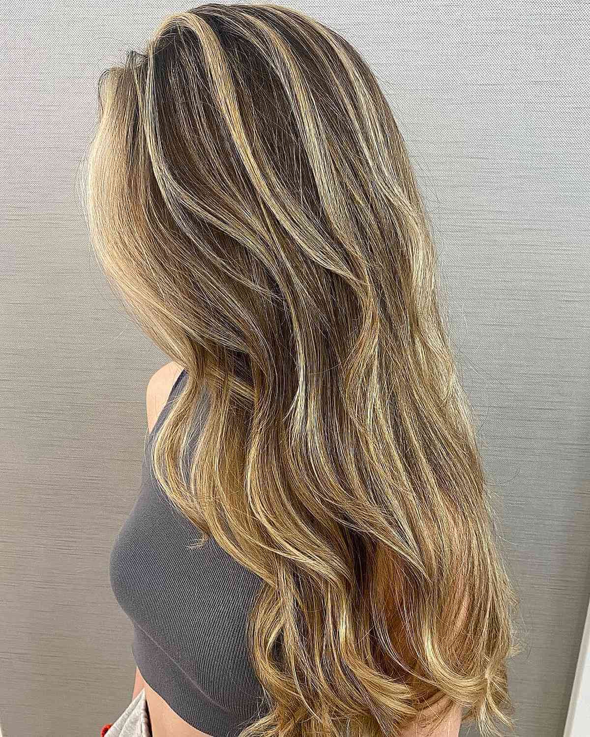 Honey Toned Highlights on Deep Brown Locks