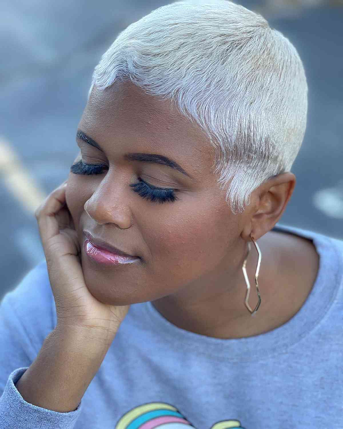 Ice Blonde Buzzed Pixie for Black Women