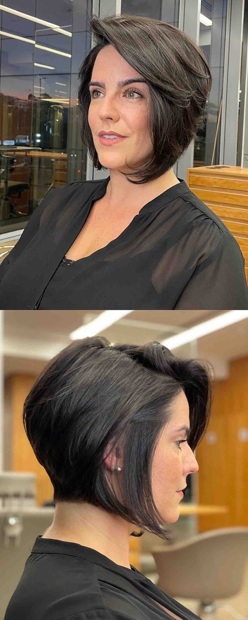 Modern short inverted bob for fine hair