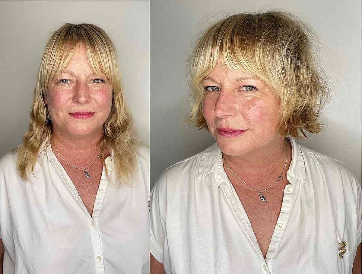 Jaw-Length Blonde Shag for Fine Hair