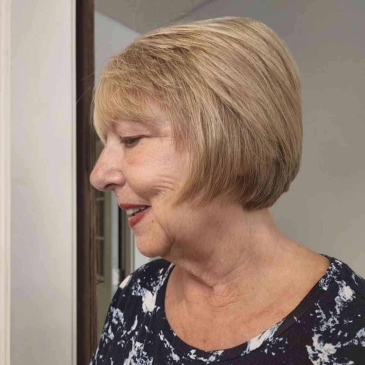 Jaw-Length Bob Hairstyles for Women Over 60 with Fine Hair