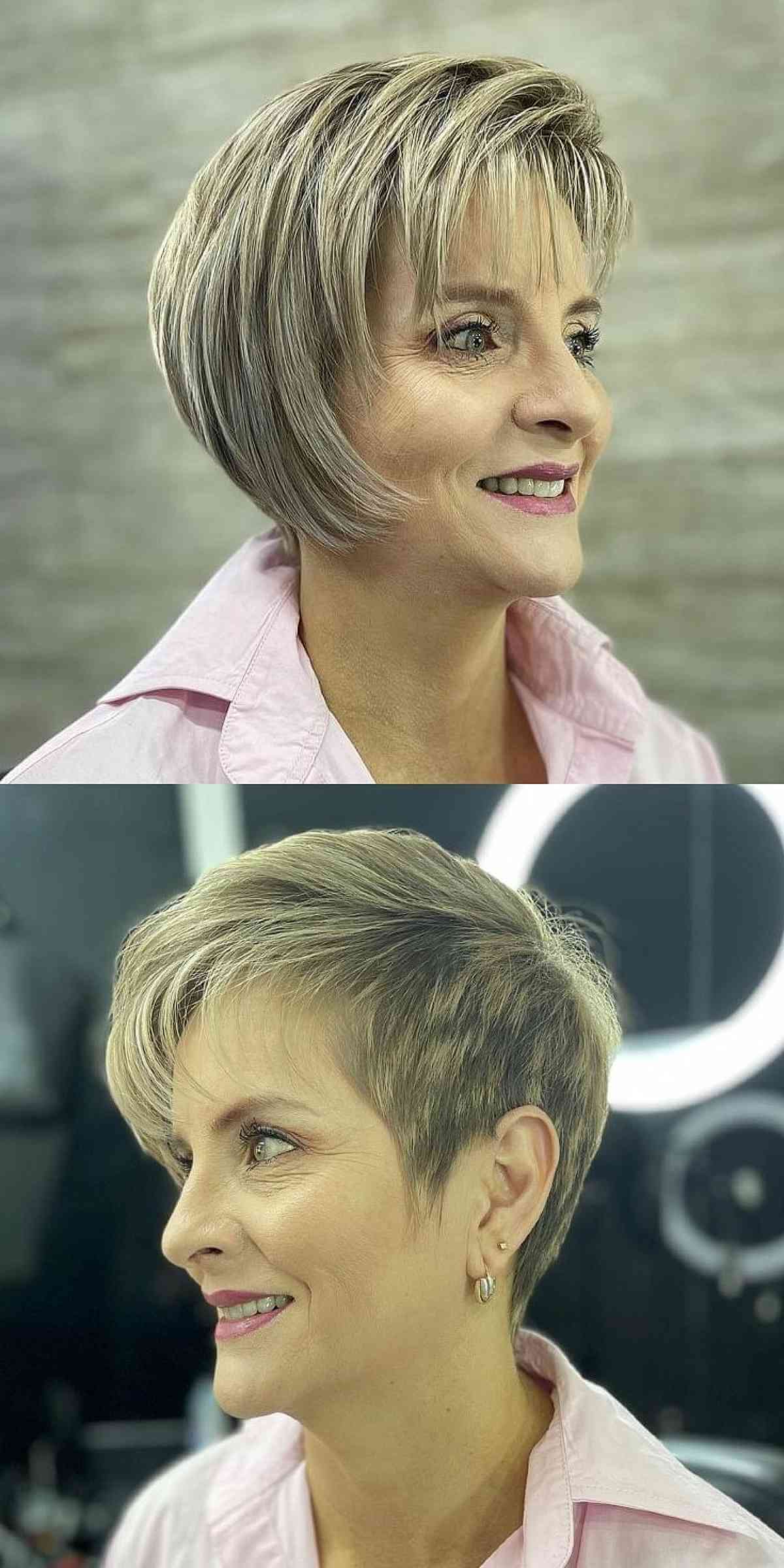 Jaw-Length Concave Bob with Soft Bangs Cut Above the Shoulders